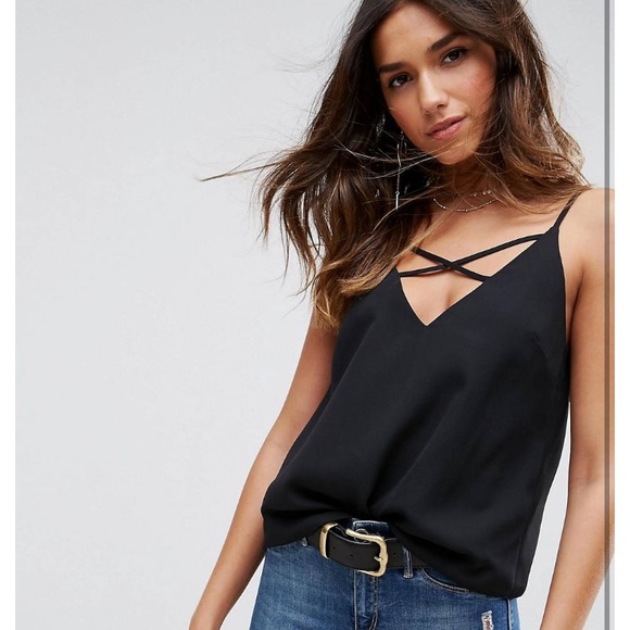 ASOS Black Criss Cross Top - Picture 1 of 7